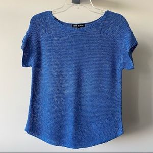 Cable & Gauge blue short sleeve sweater size small